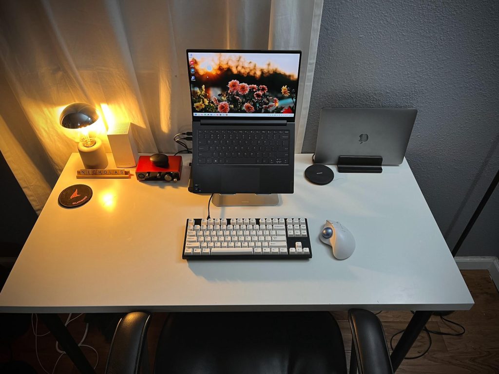 Desk Setup with Laptop and Monitor: Productive Home Office