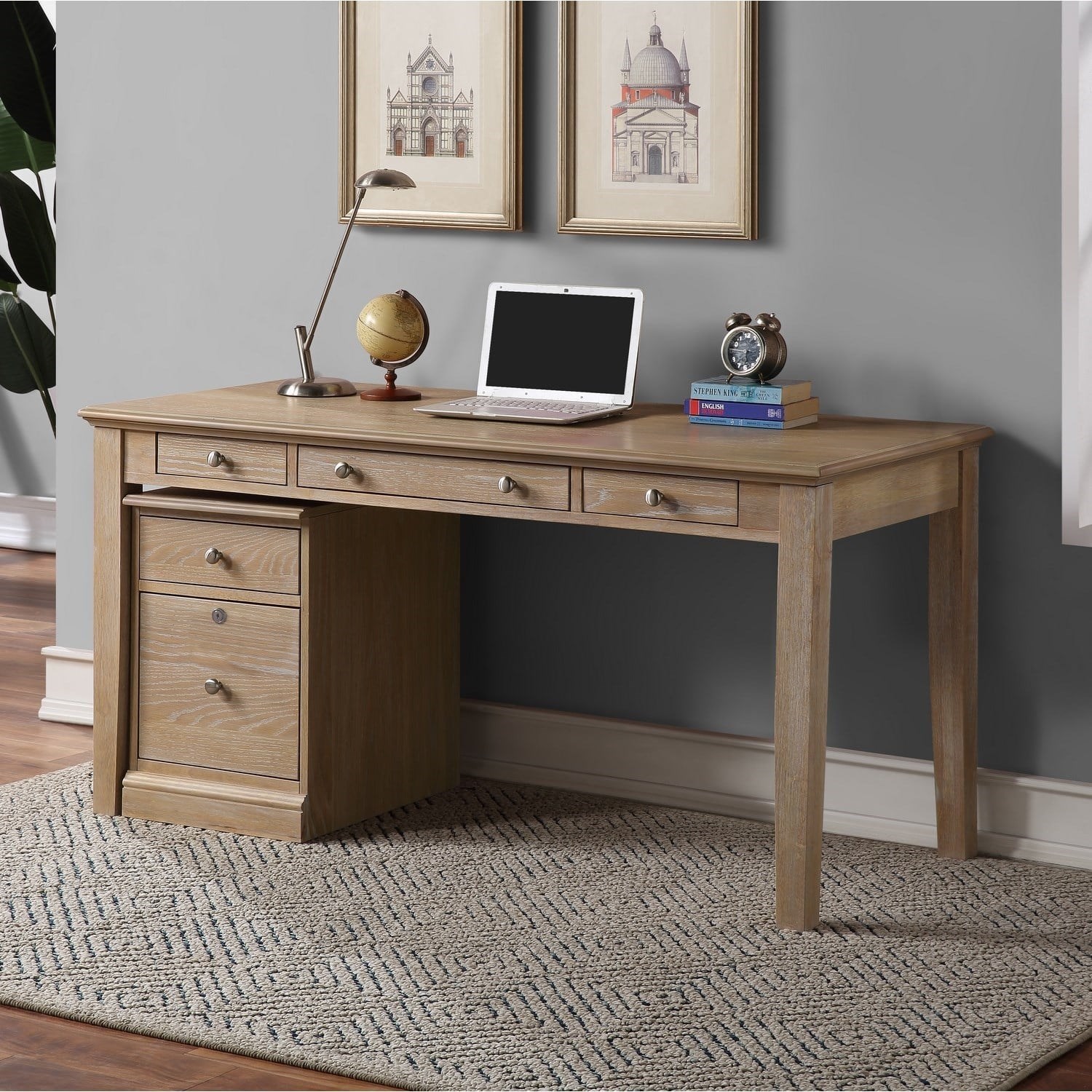 corner desk with filing cabinets