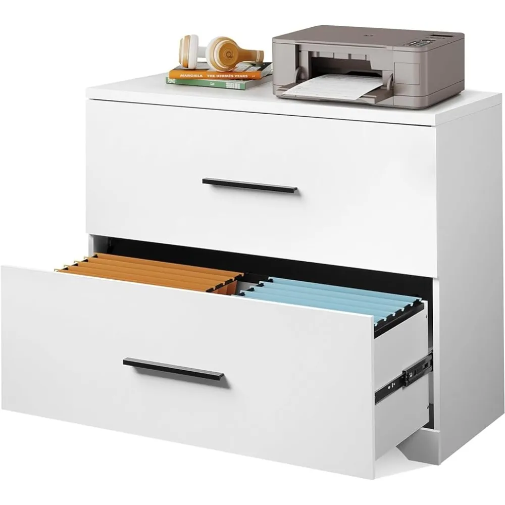 white wooden lateral filing cabinets