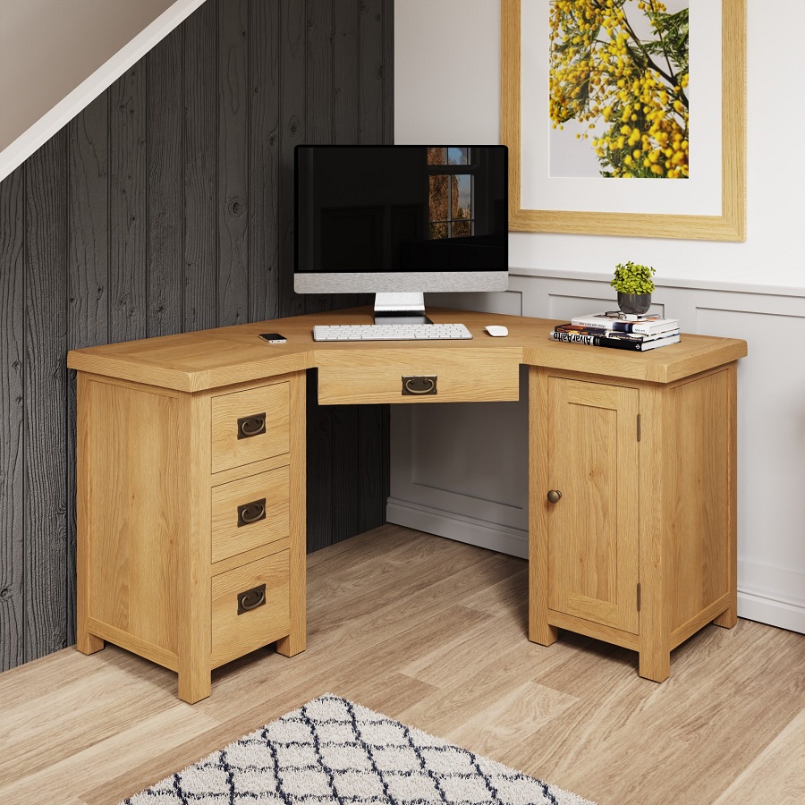 corner desk with filing cabinets