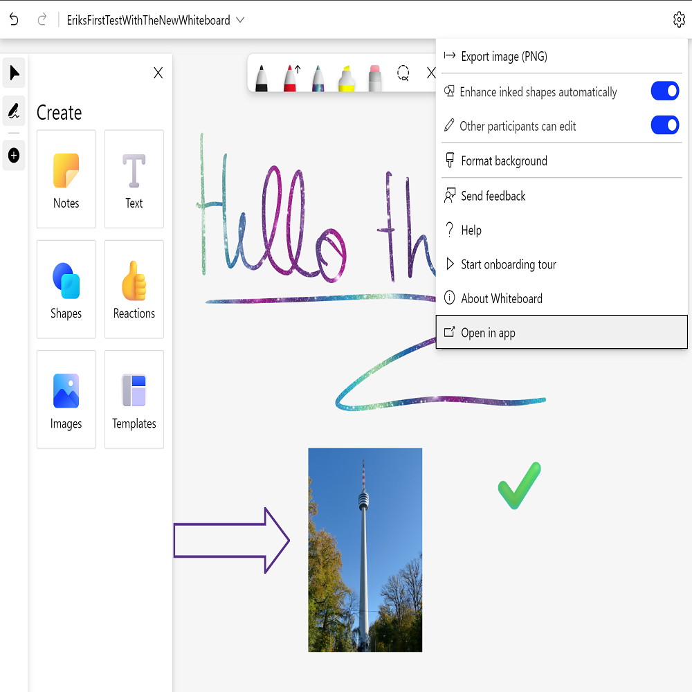 how to use whiteboard in teams