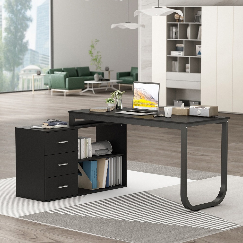 black office desk