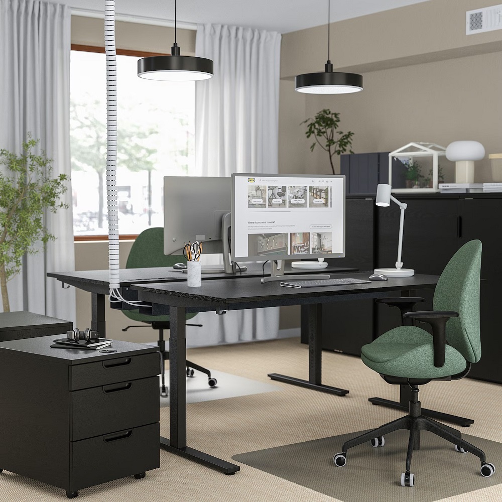 black office desk